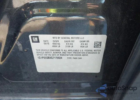 2016 Chevrolet Cruze Limited 1Lt Auto из США, поврежденный, VIN 1G1PE5SBXG7179024